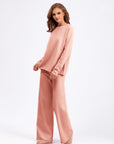 Basic Bae Rolled Round Neck Top and Pants Sweater Set