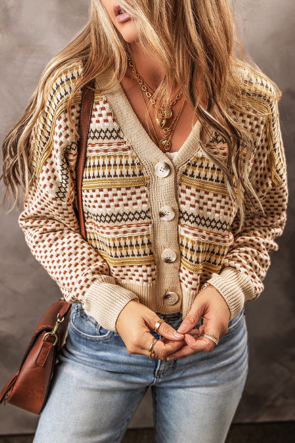 Rosy Brown Button Up Long Sleeve Cardigan