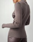 Johnny Collar Rib-Knit Top