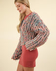 VERY J Shaggy Yarn Knit Zip Up Jacket