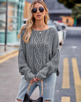 Round Neck Cable-Knit Sweater