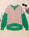 Contrast Round Neck Long Sleeve Sweatshirt