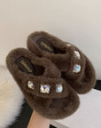 Crisscross Rhinestone Trim Open Toe Slippers