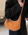 Suede Adjustable Strap Shoulder Bag