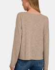 Light Gray Zenana Dropped Shoulder Long Sleeve T-Shirt