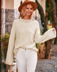 Mock Neck Drop Shoulder Sweater