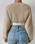 Honey Open Front Long Sleeve Cropped Cardigan