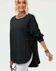 Double Take Full Size Long Sleeve High-Low T-Shirt