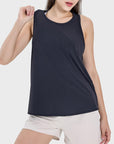 Light Gray Round Neck Wide Strap Active Tank Sentient Beauty Fashions Apaparel & Accessories