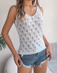 Gray Openwork Wide Strap Knit Vest