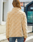 Fuzzy Checkered Zip Up Jacket