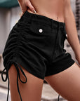 Drawstring Denim Shorts with Pockets