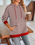 Lovelet Drawstring Striped Long Sleeve Hoodie