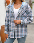 Plaid Long Sleeve Hooded Jacket