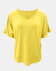 Light Goldenrod Full Size Scoop Neck Short Sleeve T-Shirt