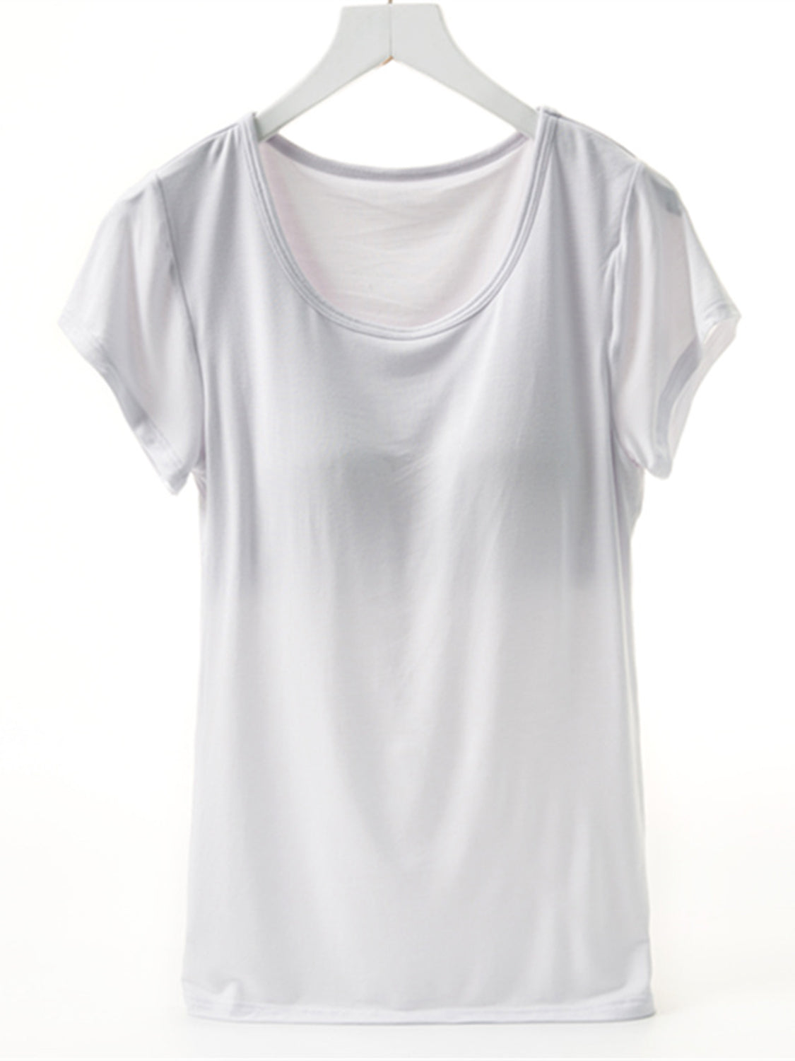 Light Gray Round Neck Short Sleeve T-Shirt with Bra Sentient Beauty Fashions Apparel &amp; Accessories