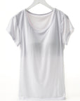Light Gray Round Neck Short Sleeve T-Shirt with Bra Sentient Beauty Fashions Apparel & Accessories