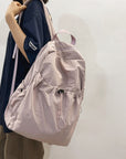 Gray Drawstring Nylon Backpack Bag