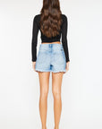 Kancan High Waist Frayed Denim Shorts