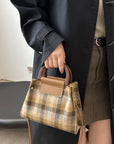 Contrast Plaid Trapezoid Shape Crossbody Bag