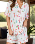 Printed Short Sleeve Top and Shorts Lounge Set