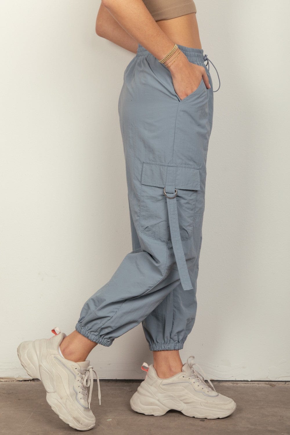 Gray VERY J Elastic Waist Woven Cargo Pants