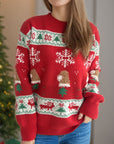 Christmas Element Round Neck Long Sleeve Sweater