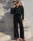 Honey Button Up Long Sleeve Top and Pants Set