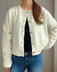 Heart Button Down Long Sleeve Cardigan