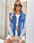 Pocketd Button Up Detachable Hooded Denim Jacket