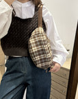 Plaid Adjustable Strap Crossbody Bag