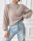 Light Gray Turtleneck Long Sleeve Sweater