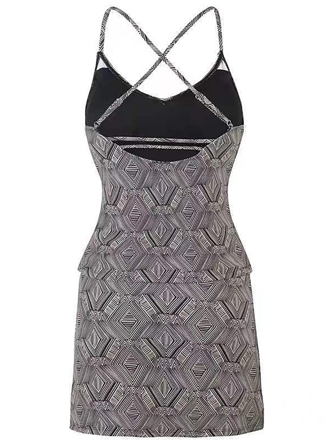 Dim Gray V-Neck Spaghetti Strap Top and Skirt Swim Set