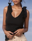 V-Neck Tie Shoulder Tank