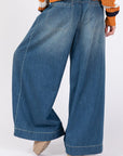 SAGE+FIG Smocked Waist Band Wide Leg Jeans