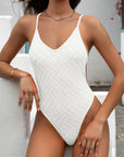 Gray Backless Spaghetti Strap One-Piece Swimwear Sentient Beauty Fashions Apaparel & Accessories