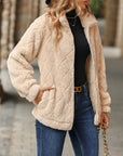 Fuzzy Pocketed Zip Up Jacket