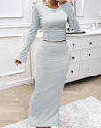 Devine Striped Boat Neck Top and Skirt Set