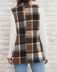 Plaid Button Down Vest Coat