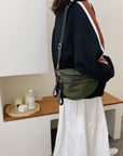 Light Gray Double Zip Nylon Crossbody Bag Sentient Beauty Fashions Bag