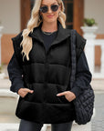 Zip Up Puffer Vest Coat with Pockets