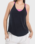 Dark Slate Gray Slit Spaghetti Strap Scoop Neck Active Cami