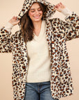 VERY J Fuzzy Leopard Long Sleeve Hooded Jacket