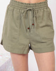 Rosy Brown VERY J Drawstring Elastic Waist Linen Shorts