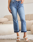 Gray Judy Blue Full Size Release Hem Cropped Bootcut Jeans Sentient Beauty Fashions Apparel & Accessories