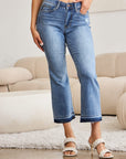 Gray Judy Blue Full Size Release Hem Cropped Bootcut Jeans