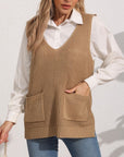 Light Gray Pocketed V-Neck Sweater Vest