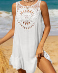 Gray Cutout Round Neck Wide Strap Cover-Up Sentient Beauty Fashions Apparel & Accessories