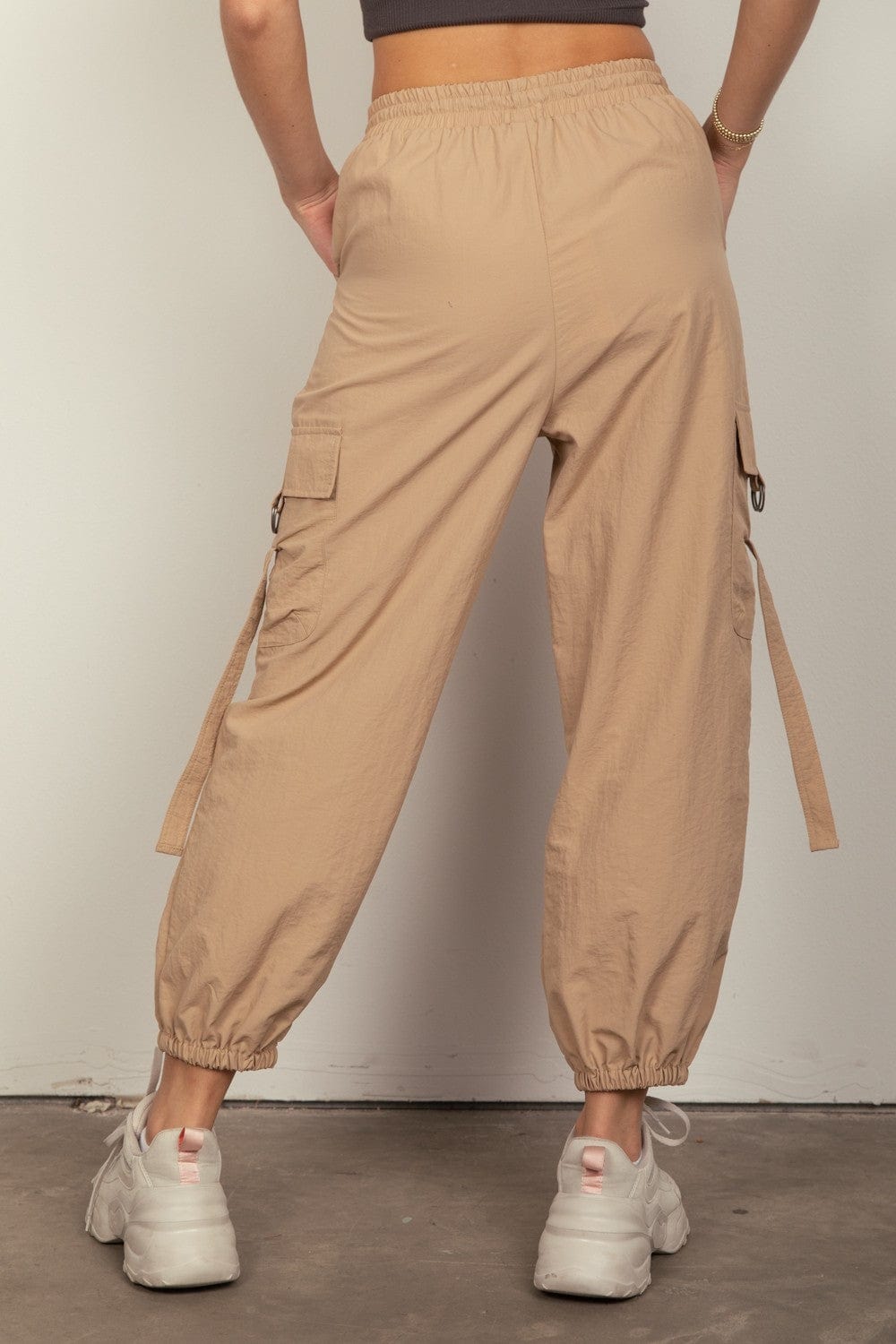 Rosy Brown VERY J Elastic Waist Woven Cargo Pants