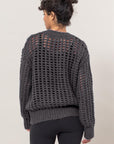 HYFVE Openwork Round Neck Long Sleeve Knit Cover Up